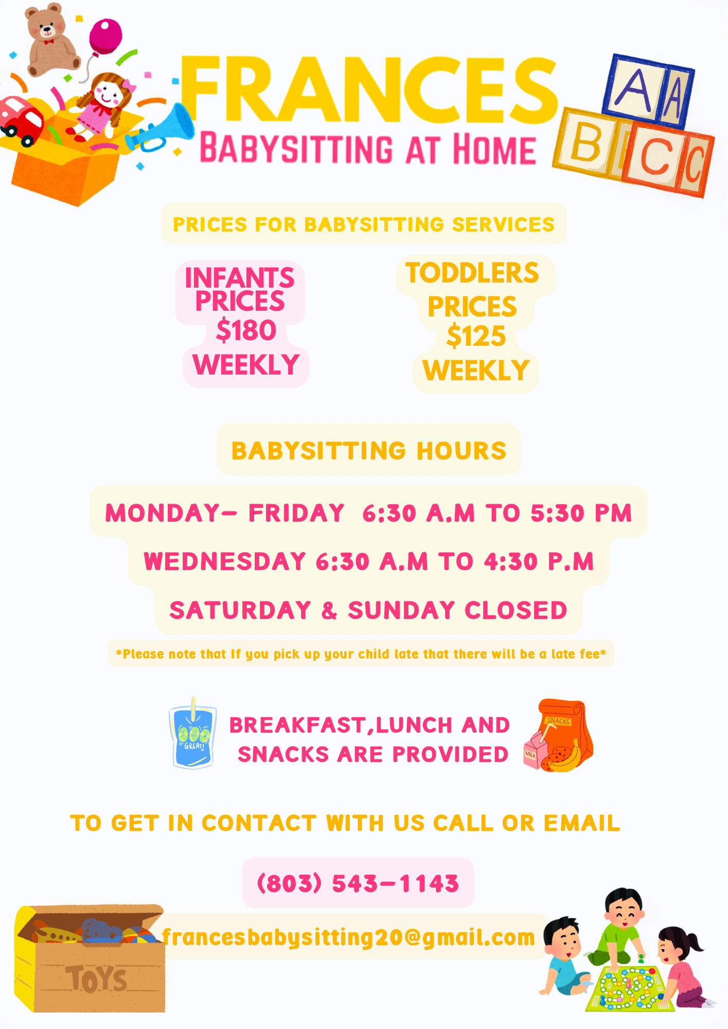 Frances Babysitting — Service Flyer designed by Creative Designz